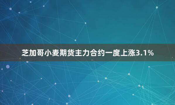 芝加哥小麦期货主力合约一度上涨3.1%