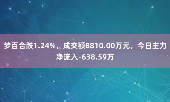 梦百合跌1.24%，成交额8810.00万元，今日主力净流入-638.59万