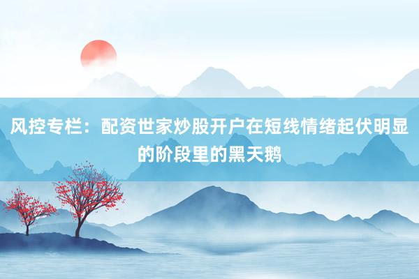 风控专栏：配资世家炒股开户在短线情绪起伏明显的阶段里的黑天鹅
