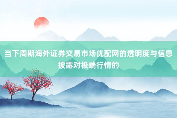 当下周期海外证券交易市场优配网的透明度与信息披露对极端行情的