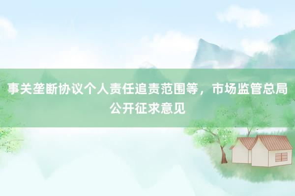 事关垄断协议个人责任追责范围等，市场监管总局公开征求意见