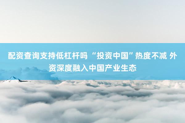 配资查询支持低杠杆吗 “投资中国”热度不减 外资深度融入中国产业生态