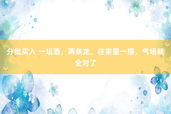 分批买入 一坛酒，两条龙，往家里一摆，气场就全对了