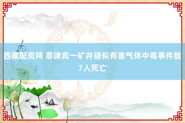 西藏配资网 菲律宾一矿井疑似有害气体中毒事件致7人死亡
