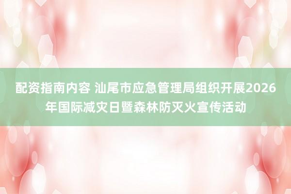 配资指南内容 汕尾市应急管理局组织开展2026年国际减灾日暨森林防灭火宣传活动